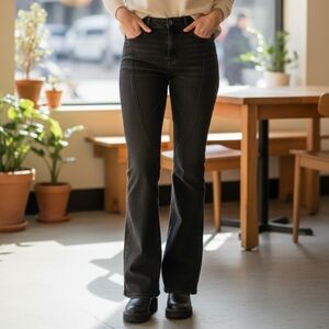 ​HIDDEN LA Seamed Flare Jeans Size 30 High Rise Acid Wash Black Bell Bottoms